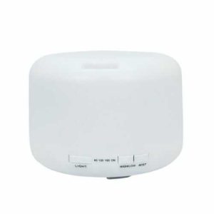Aromaterapijski difuzor 500 ml, bijelo mat kućište s tipkama LIGHT, tajmer, HIGH/LOW i MIST