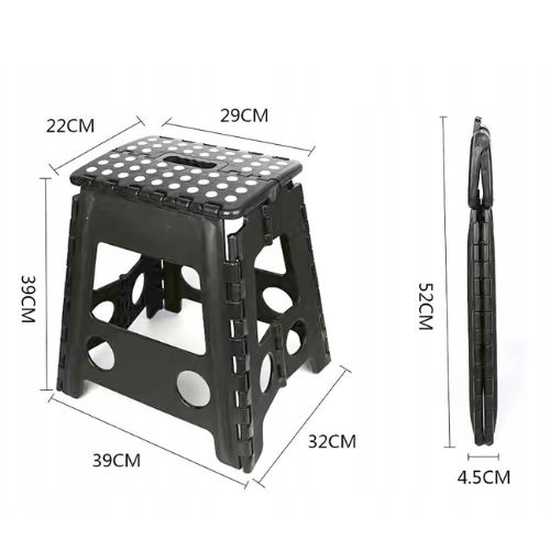 Dimenzije sklopive stepenice: 39x32x39 cm rasklopljena, 52x4.5 cm sklopljena