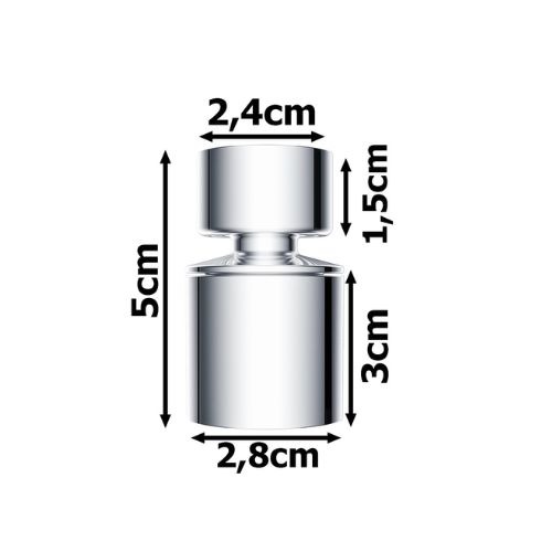 Tehničke dimenzije rotirajućeg dodatka za slavinu prikazane u centimetrima