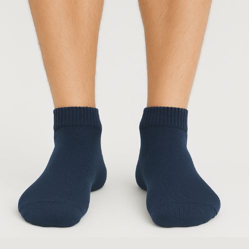 Muške antibakterijske tamnoplave čarape na stopalima - niska visina, elastični rub, udobne i bez mirisa