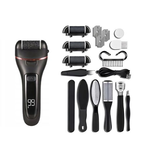 Električna turpija za stopala - bežični set s LCD zaslonom i 3 abrazivne glave