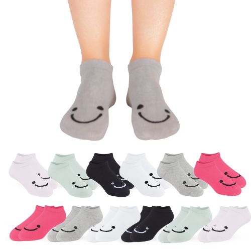 Ženske čarape do gležnja s osmijehom - set od 12 pari u različitim bojama