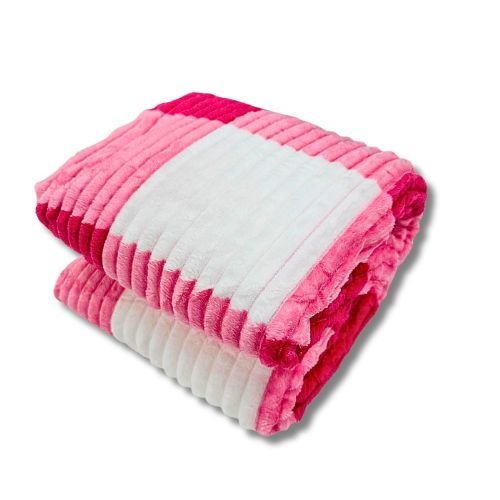 Roza karirana deka od mikropliša - složena - dimenzije 150x200 i 200x220 cm