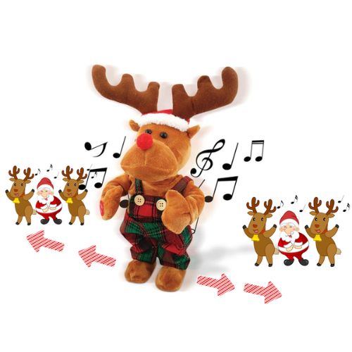 božićni sob koji svira i pleše uz ilustracije Djeda Božićnjaka i glazbenih nota