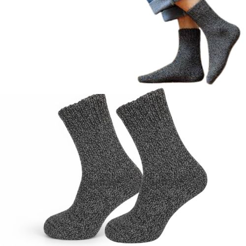 Sive čarape od alpake – tople vunene čarape prikazane na nozi i u paru