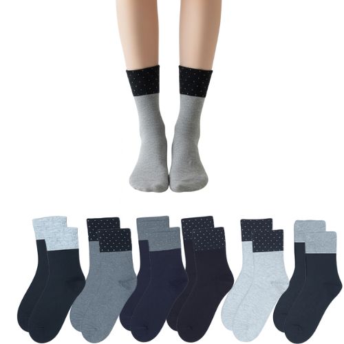 Dvobojne čarape s točkicama bez gume - model i set od 6 pari