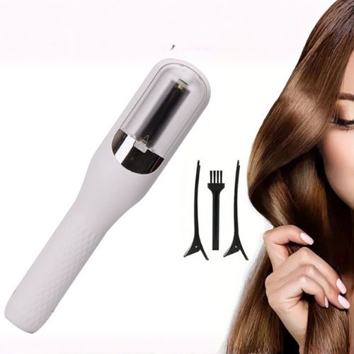 Trimer za ispucale vrhove kose s dodacima i rezultatom na kosi