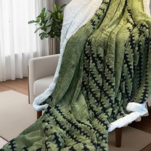 Zelena dvoslojna Cocolino deka 200×230 cm – mekano krzno i flanel, topla i luksuzna deka