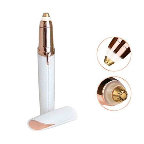 Električni trimer za obrve i lice s detaljnim prikazom pozlaćene oštrice