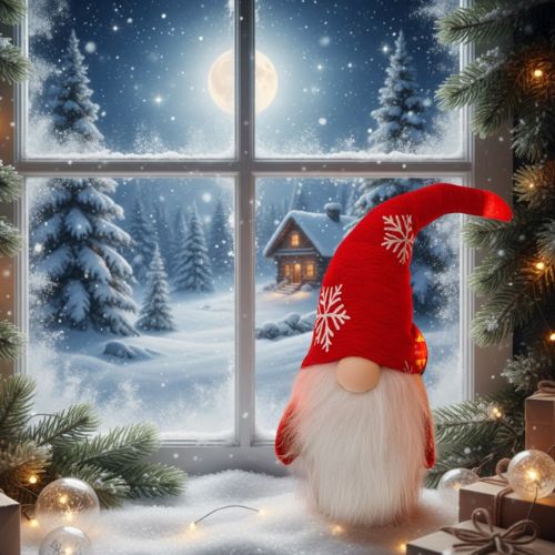 Zimski veseli patuljak HX 960492 – božićni ukras uz prozor