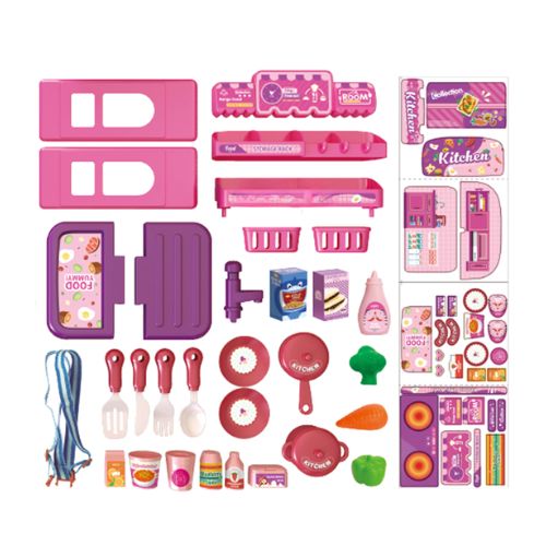 Kompletan sadržaj kuhinjskog seta za djecu – 34 dijela, pribor i hrana za igru