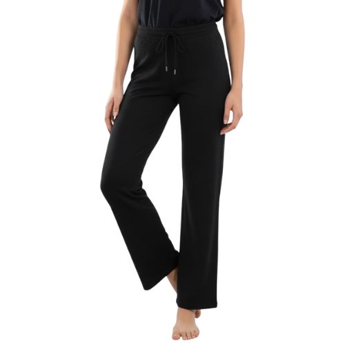 Crne viskozne pletene hlače s elastičnim pojasom i širokim nogavicama