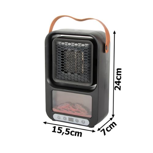 Dimenzije dekorativne LED grijalice s efektom kamina 500W – 24x15,5x7 cm