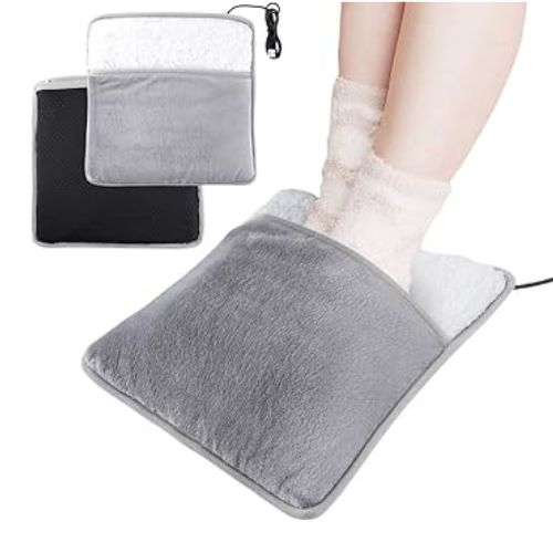 USB grijaća podloga 5W siva izgled sprijeda i straga korištenje za stopala
