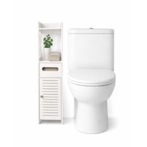 samostojeći kupaonski ormarić s držačem toaletnog papira bijeli