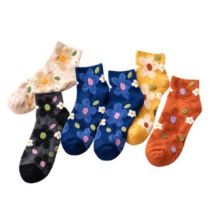 ženske sokne s 3D cvjetnim vezom set 6 pari