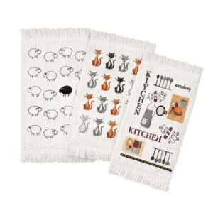 Pamučne frotirne kuhinjske krpe s uzorkom ovčica, maca i kuhinjskog motiva