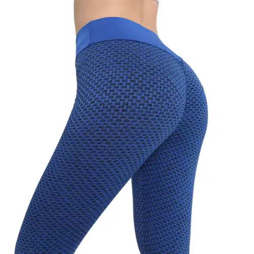 Plave anticelulitne push-up tajice visokog struka - detalj 3D teksture