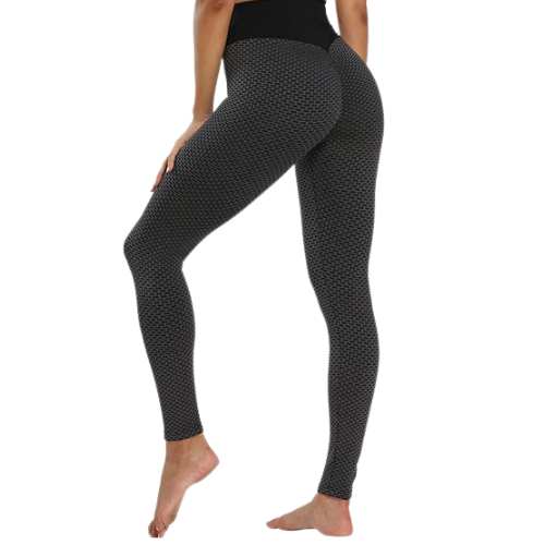 Crne anticelulitne push-up tajice visokog struka s 3D teksturom