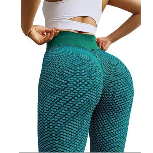 Zelene anticelulitne push-up tajice visokog struka s 3D teksturom