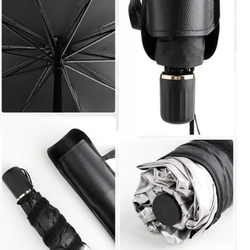 Detalji auto kišobrana za zaštitu od sunca i futrole