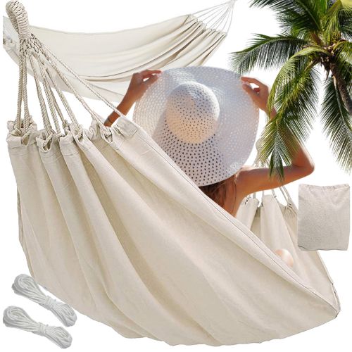 boho viseća mreža bez prečki za jednu osobu 200 x 80 cm u bež boji