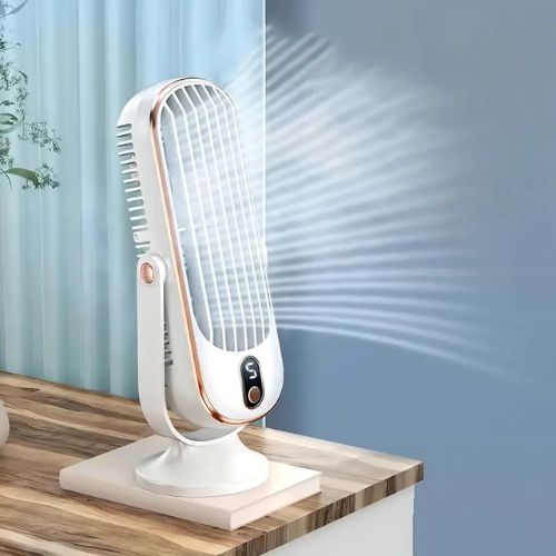 Prijenosni stolni ventilator s LED zaslonom u prikazu rada na stolu