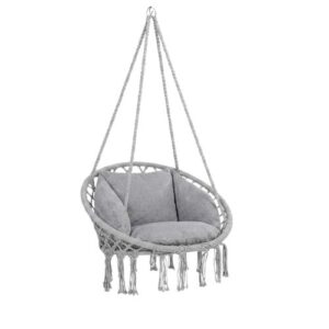 Siva viseća fotelja s jastukom za balkon i vrt