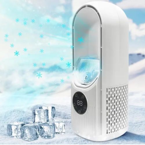 Stolni ventilator bez elisa s ovlaživačem u promotivnom prikazu