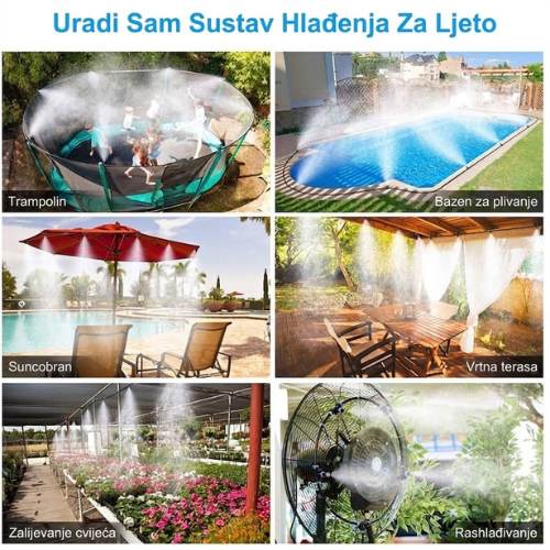 Primjene vodene maglice - trampolin, bazen, suncobran, vrtna terasa i zalijevanje cvijeća